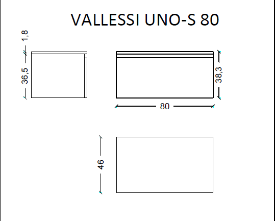 Ящик под столешницу 80см LIGHT OAK VALLESSI UNO-S