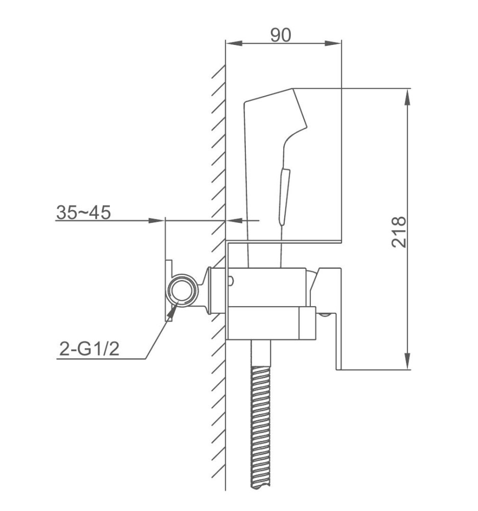 Гигиенический душ с бумагодержателем и полочкой/чёрный FRAP F2076-6