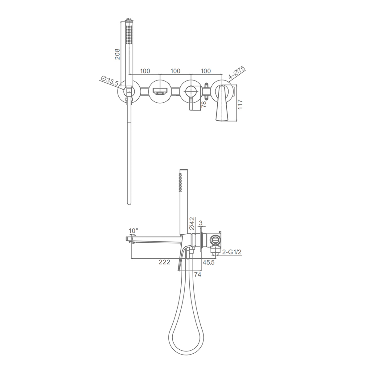 Смеситель Raglo встраиваемый для ванны R07.32.33