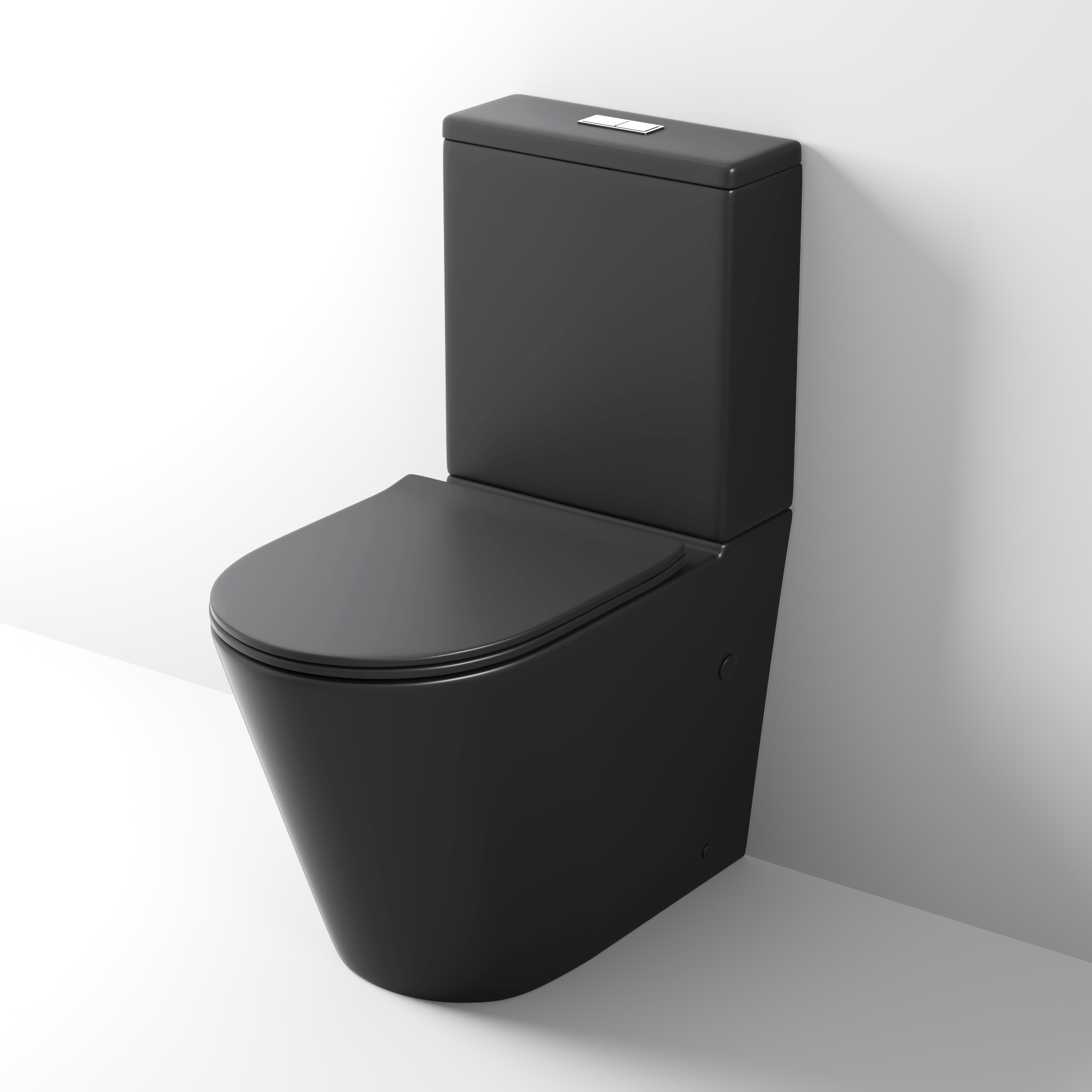 Унитаз напольный Grossman (640х360х835) безободковый,черный матовый с тонкой крышкой,микр GR-4458BMS