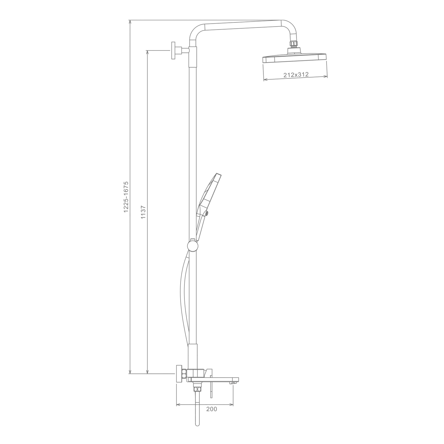 Душевая система Raglo для ванны и душа излив поворотный 15 см, графит R50.24.09
