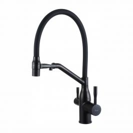 Смеситель для кухни с фильтром для питьевой воды черный FRAP F4397-6