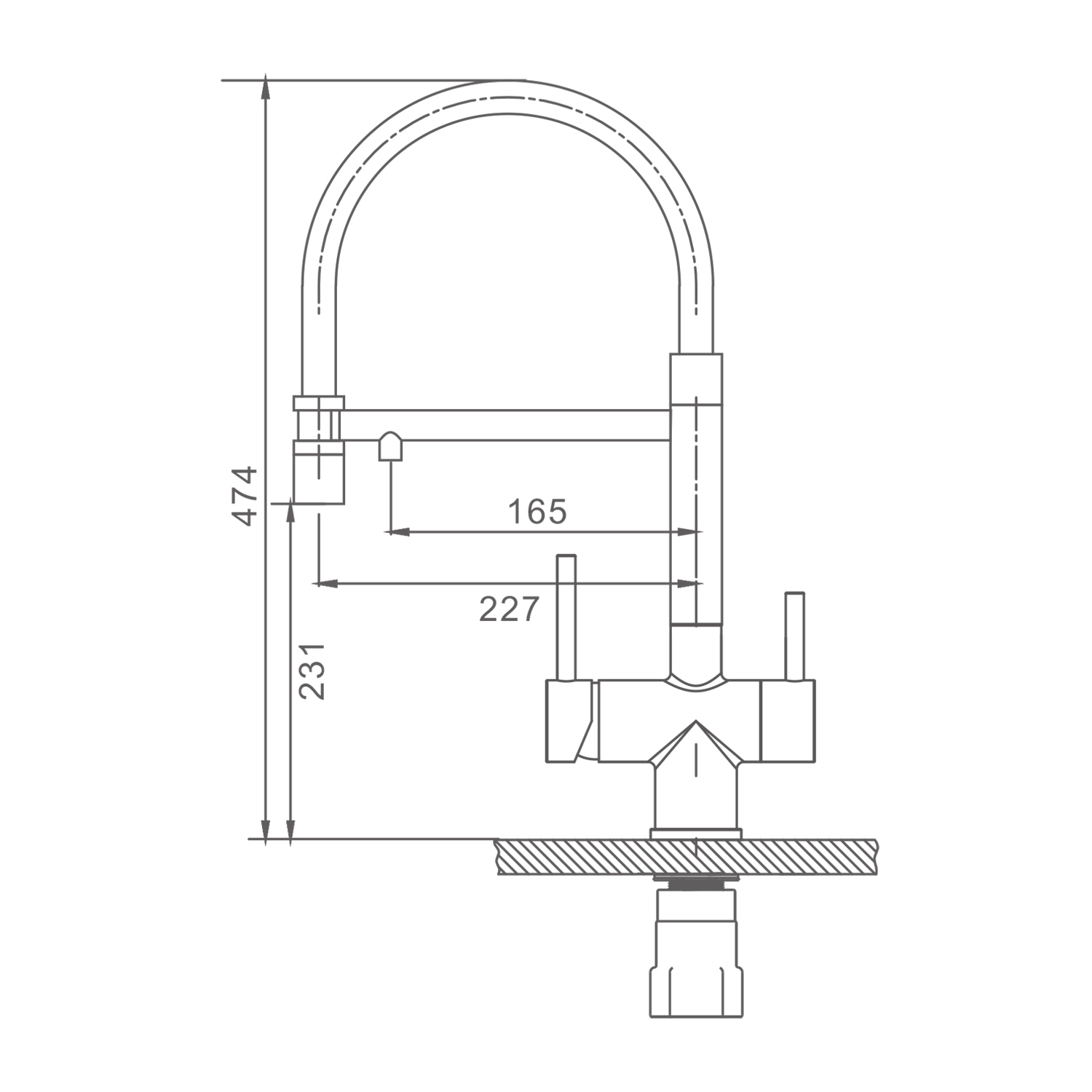 Смеситель Splenka S70.63.06 для кухни с подключением к фильтру съёмный гибкий излив с магнитным фиксатором, черный