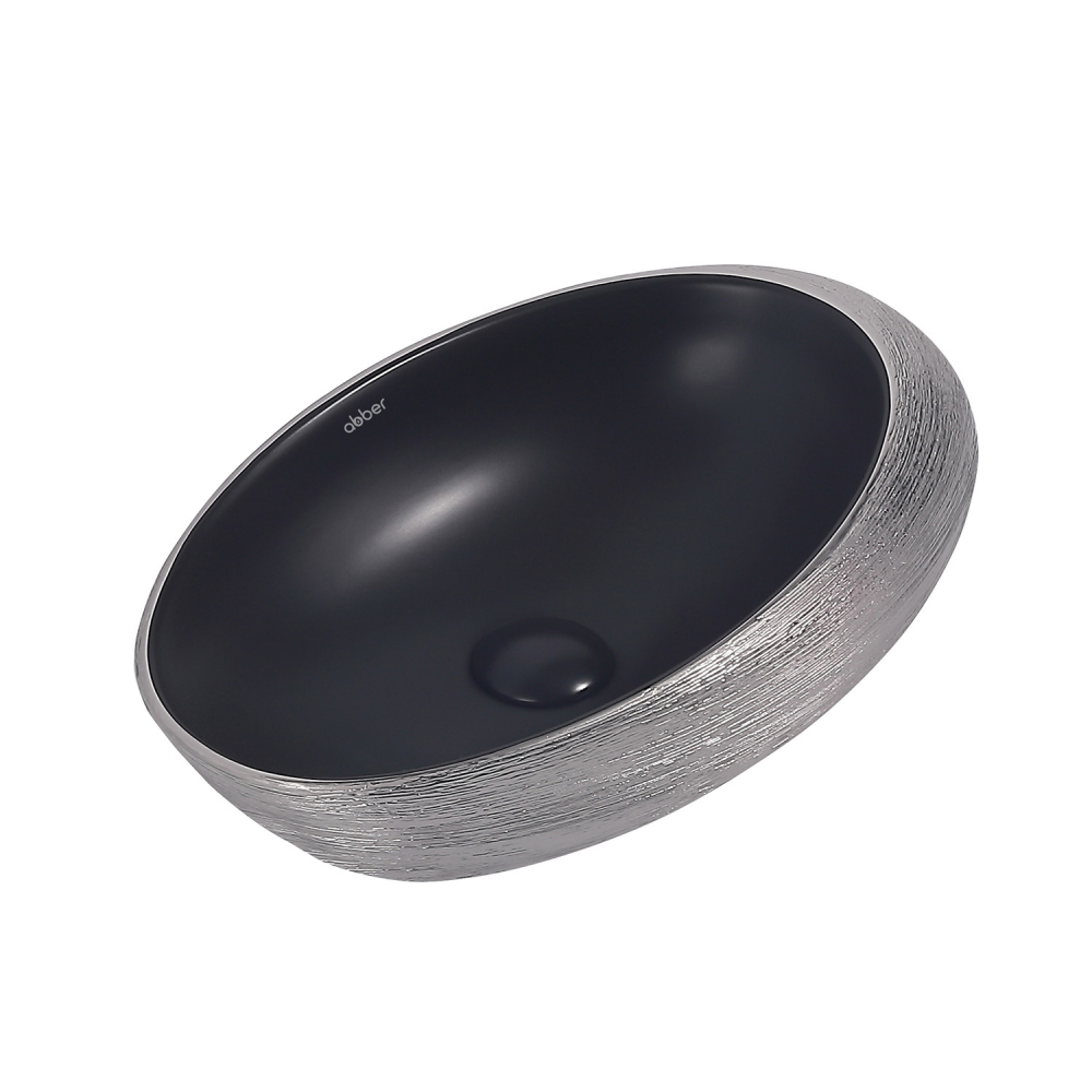 Раковина накладная ABBER Bequem AC2107BS черная матовая с серебром в магазинах СантехГид