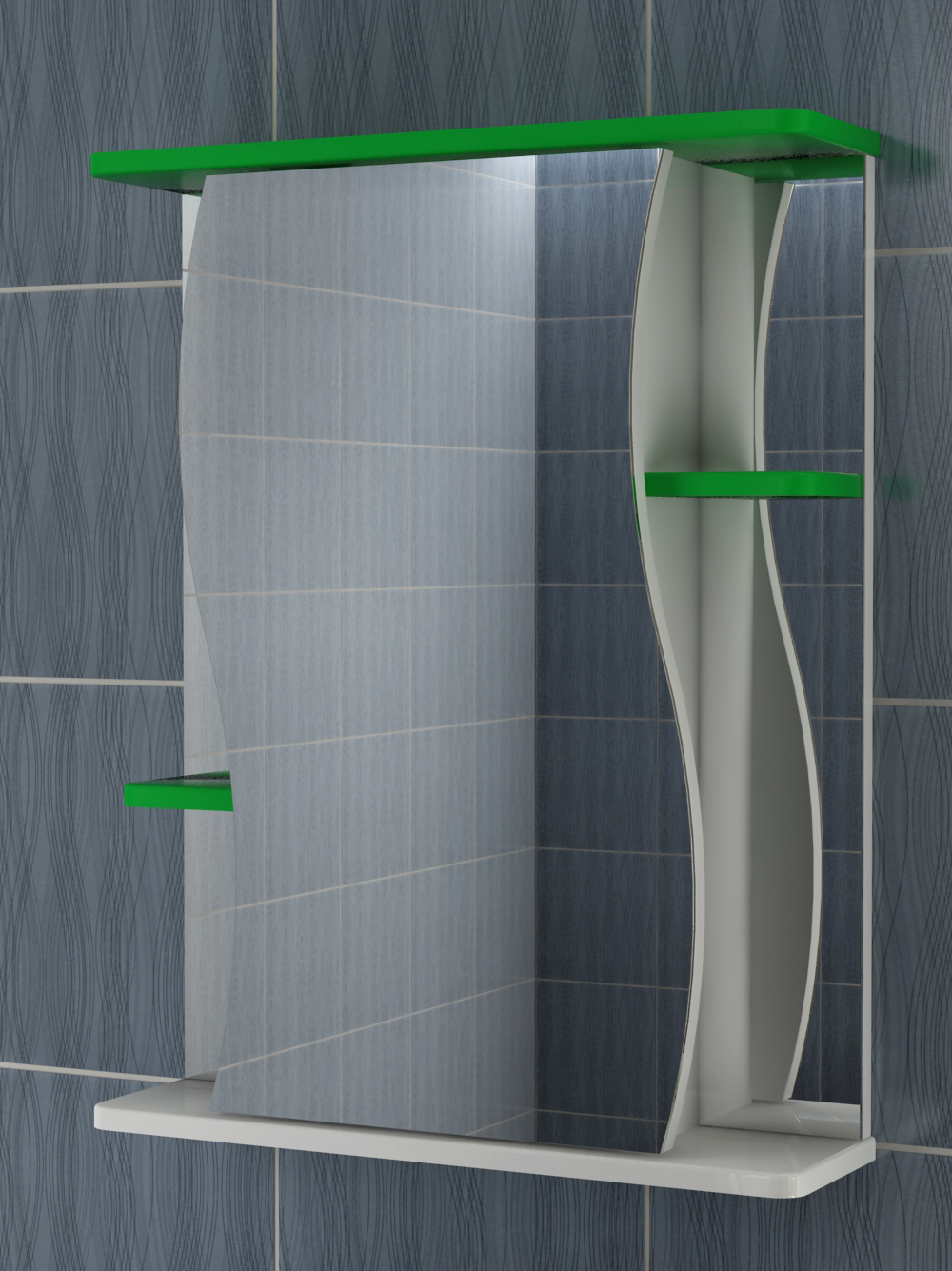 Шкаф зеркальный Alessandro 3 - 550 зеленый