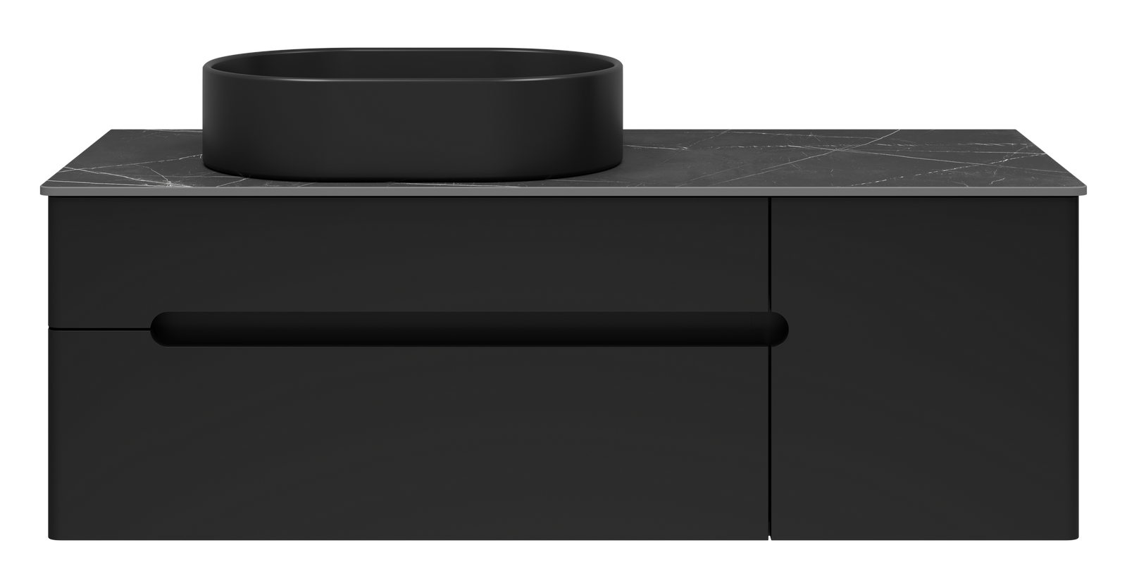 Тумба под раковину Misty Роял 120 подвесная (черная) со столешницей и раковиной