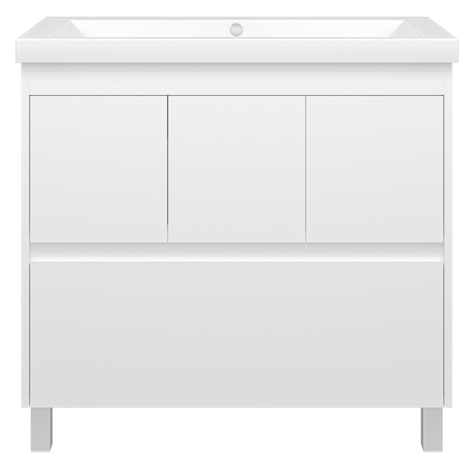 Тумба 1 ящ. напольная белая эмаль + раковина Алиса - 90 