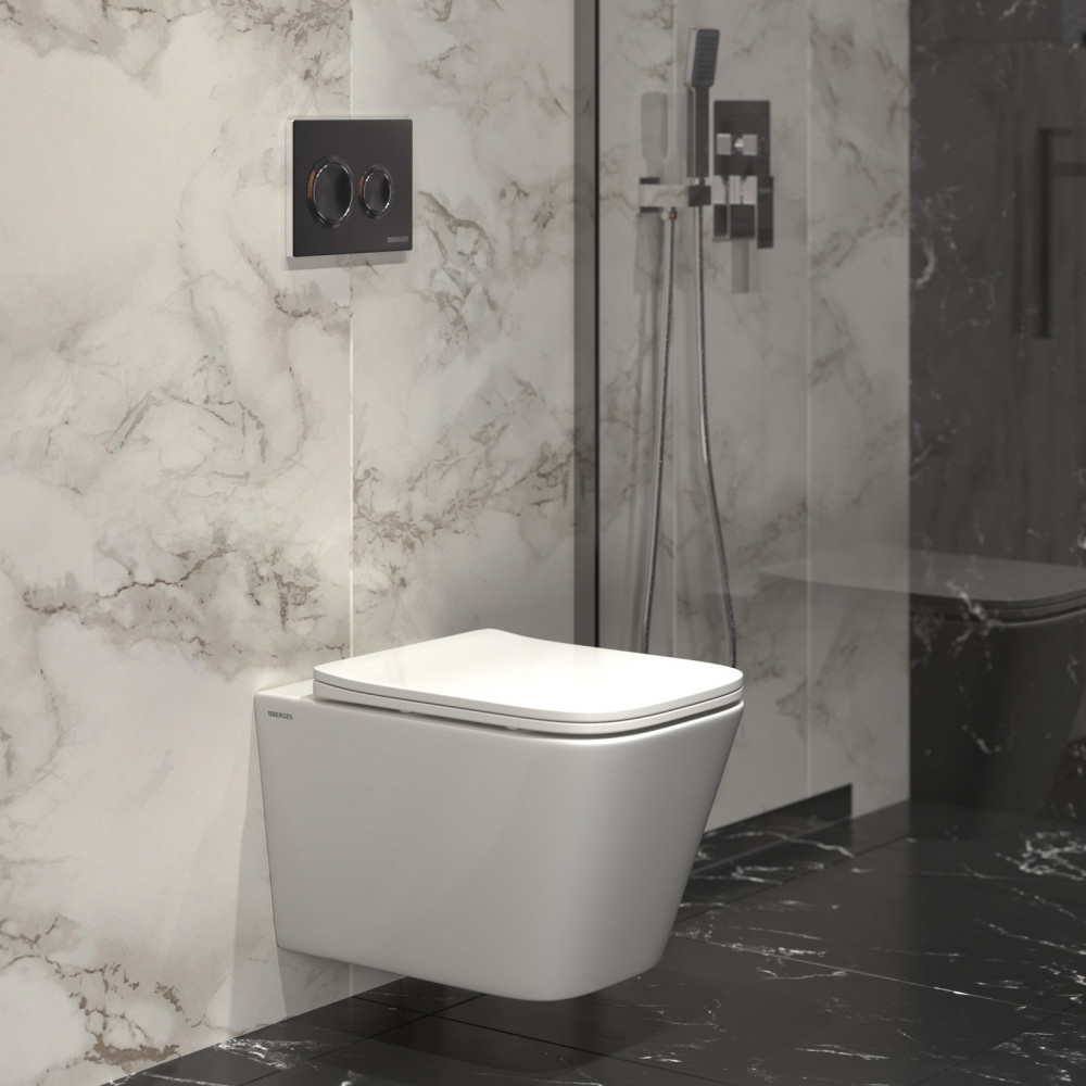 Инсталляция BERGES для скрытого монтажа унитаза NOVUM кнопка O3 хром глянец