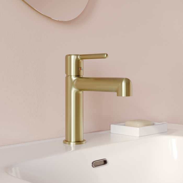 Cмеситель для умывальника, золотой матовый, Aiger, IDDIS, AIGMG00i01