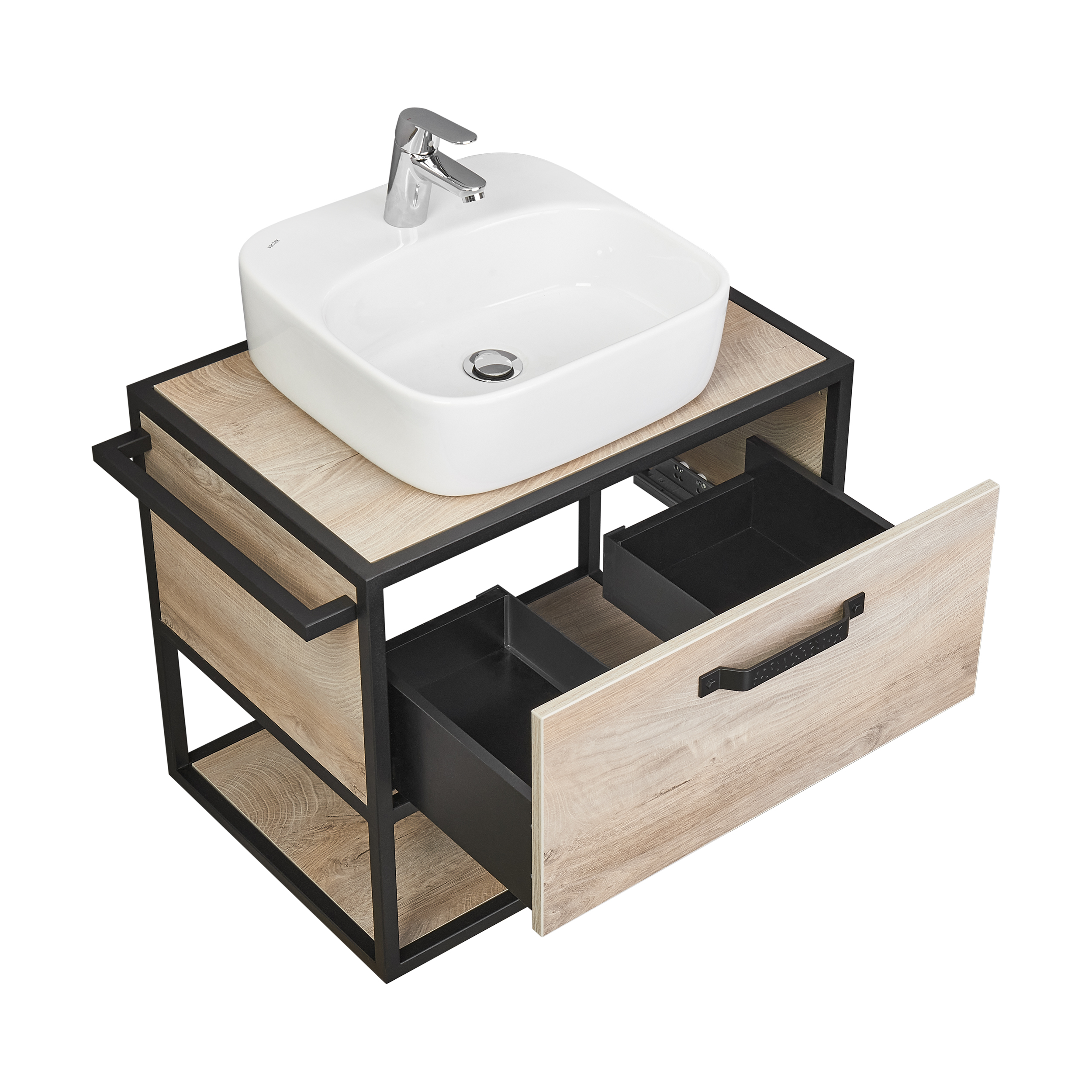 Тумба под раковину AQUATON Лофт Фабрик 65 дуб эндгрейн 1A242301LTDU0