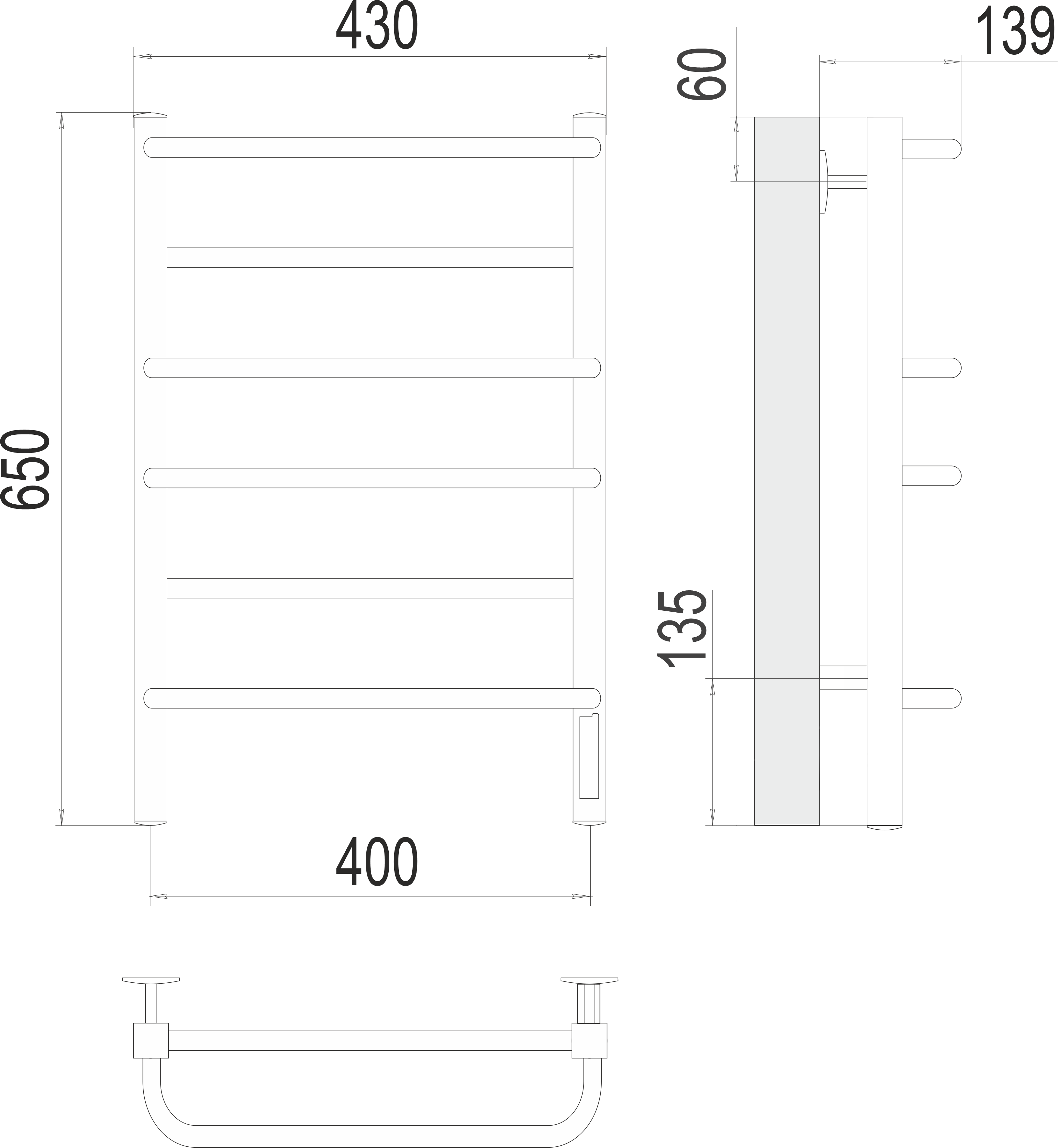 Полотенцесушитель Евромикс квадро П6 400х650