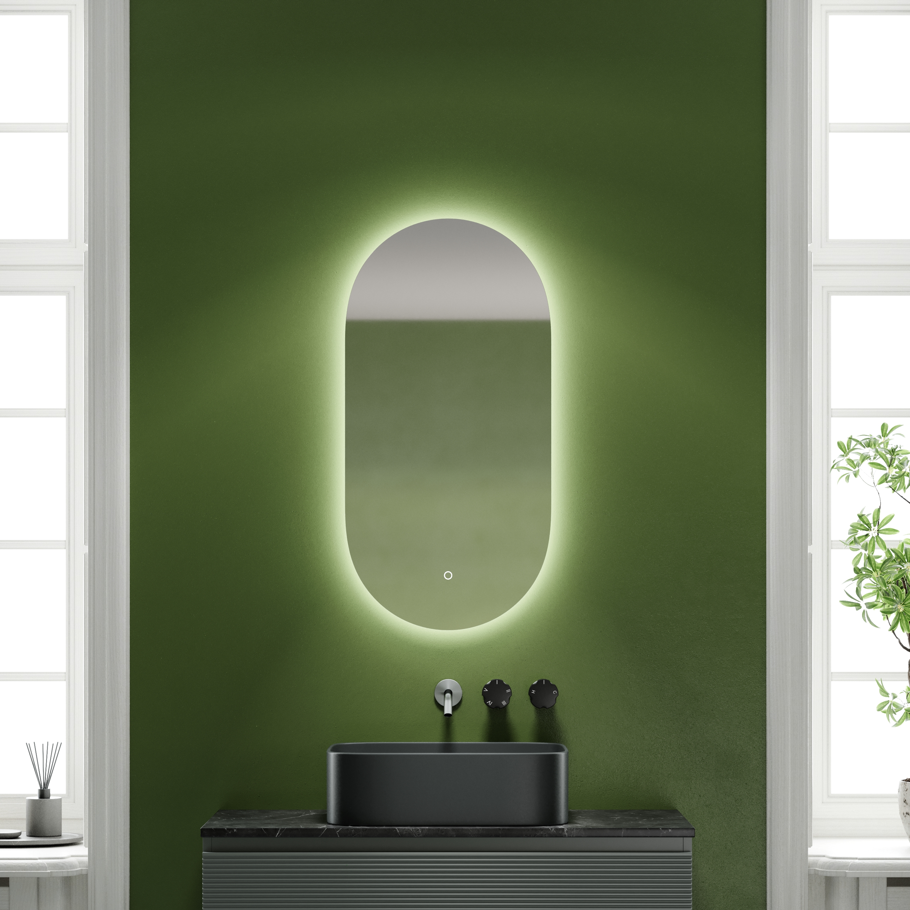 Зеркало Sancos Овал / Oval OV45C 45x90 светодиодная подсветка 
