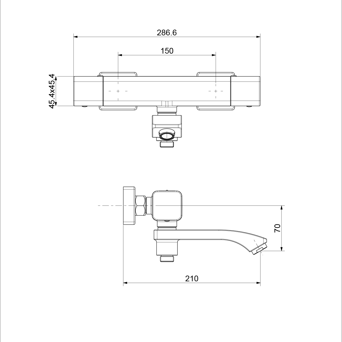 Смеситель Raglo для ванны и душа с термостатом излив повротный 15 см, хром R01.36