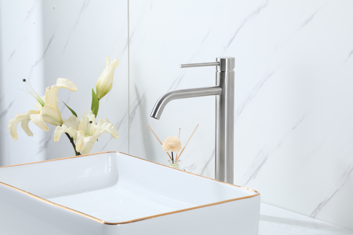 Смеситель для раковины высокий сатин FRAP F10807-2