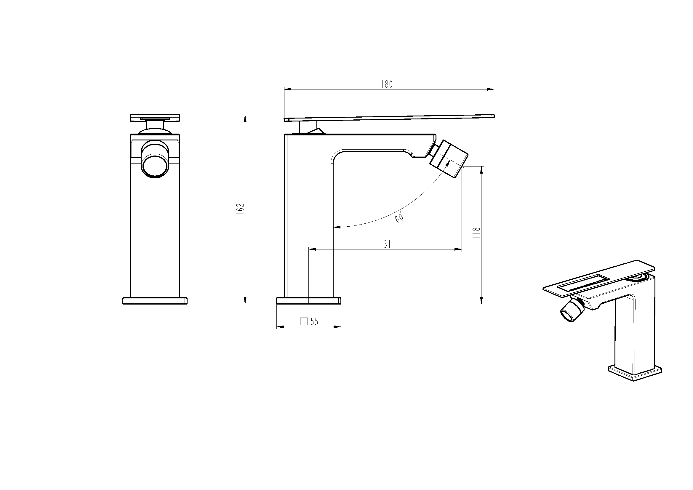 Смеситель Q для биде BLACK BLACK.2_Комплект