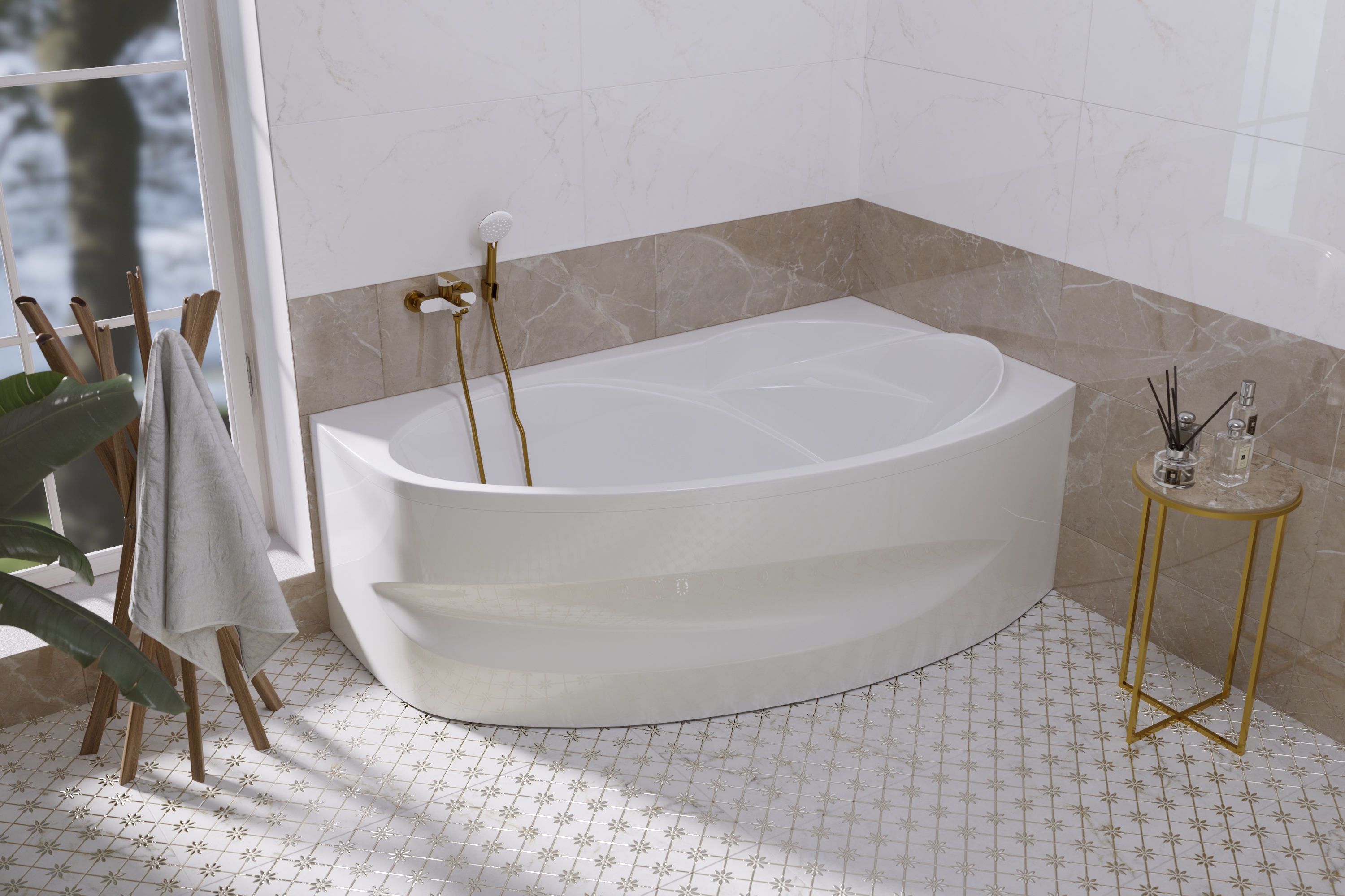 Ванна акриловая Marka One JULIANNA 150х95 Асимметричная белая Правая 01дж1595п