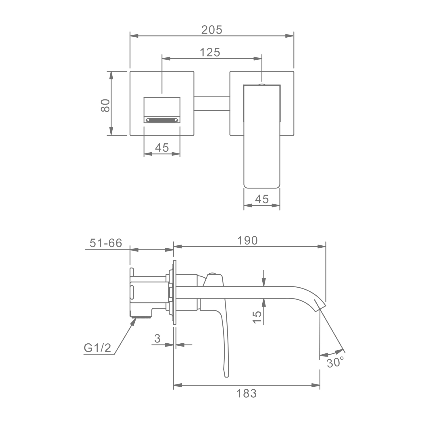 Смеситель Raglo для раковины встраиваемый монолитный, графит R02.11.09