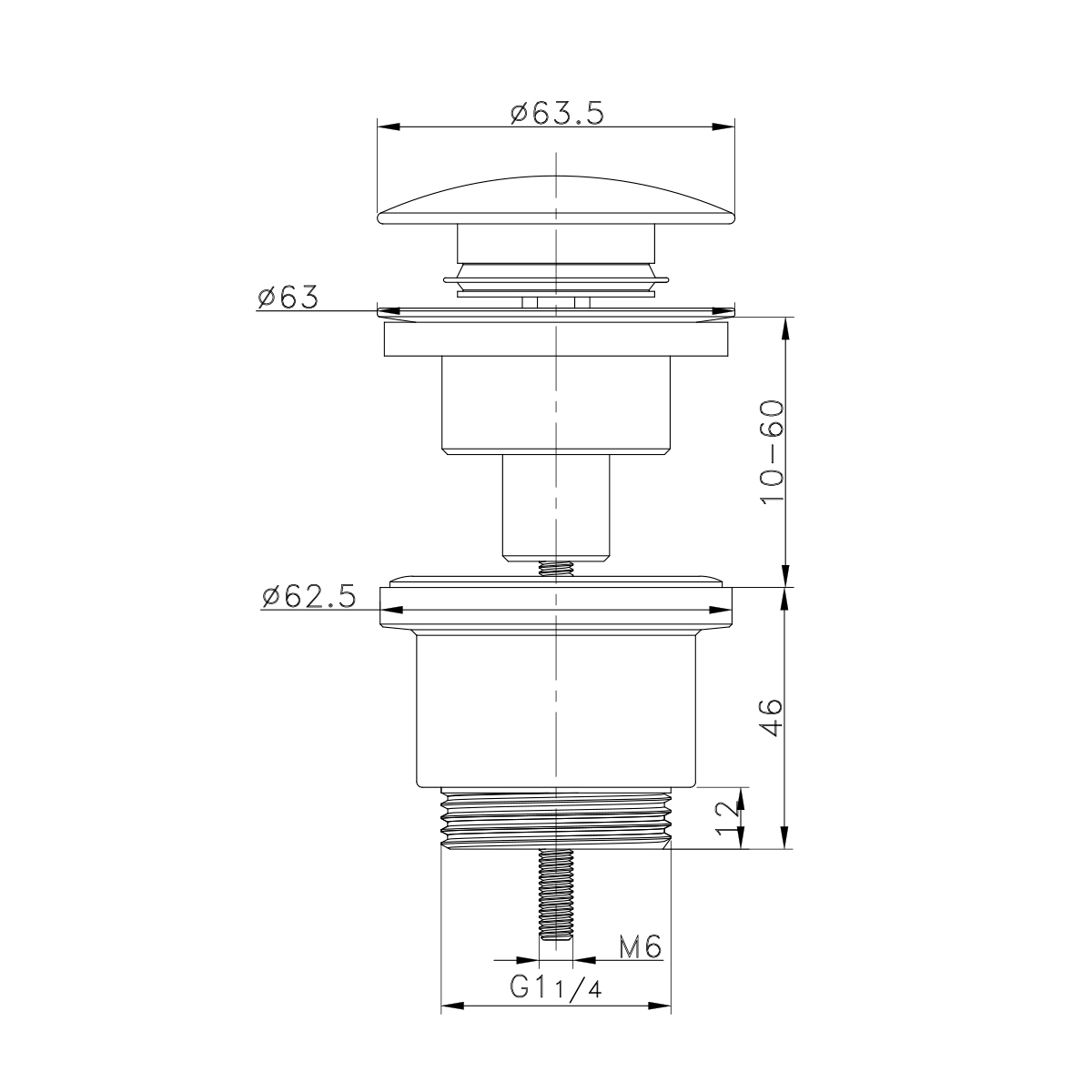 Донный клапан для раковины Raglo без перелива (клик-клак), латунь, сатин золотой R600.01.03 в магазинах СантехГид