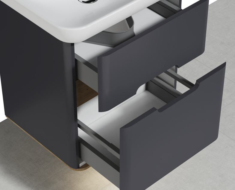 60834 Sento Тумба с раковиной с 2 ящиками 65 см с LED подсветкой цвет матовый антрацит VITRA