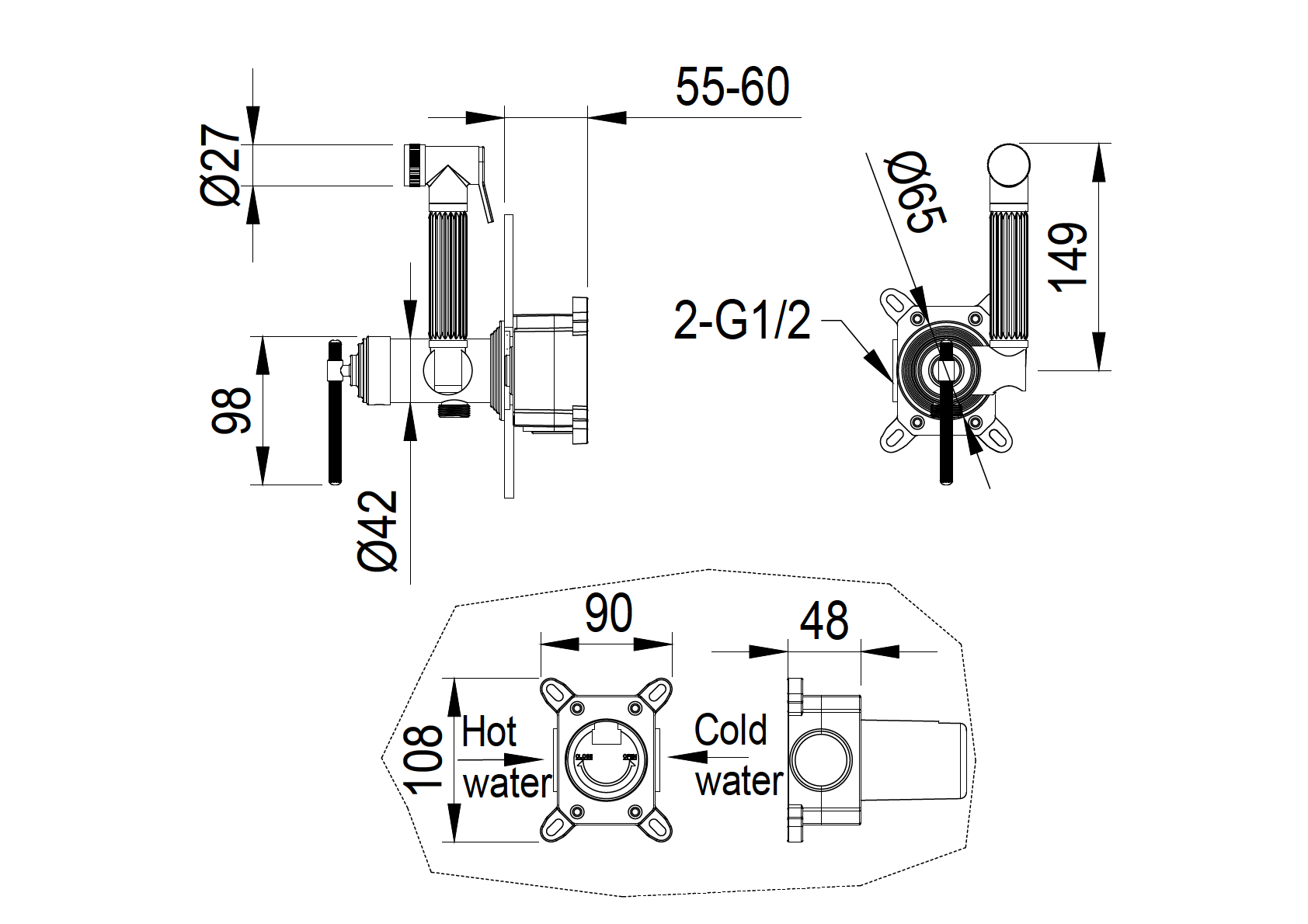 Смеситель гигиенический, ETERNA BRONZE