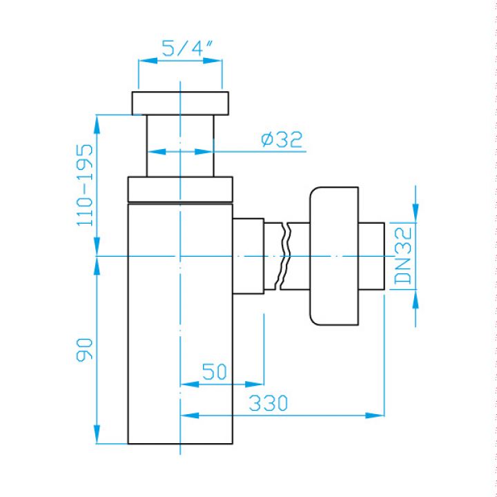 Сифон для умывальника 5/4 "квадратная труба, латунь в магазинах СантехГид