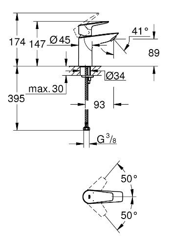 Смеситель для раковины BauEdge, хром 23330001