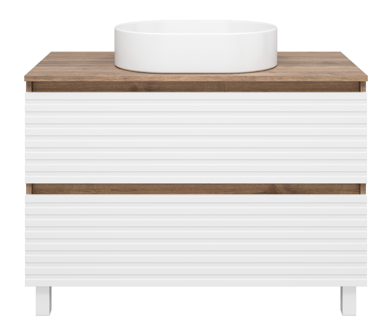 DAKOTA -100 Тумба напольная 2 ящ. (ДСП (Дуб Гал. Белый) + раковина