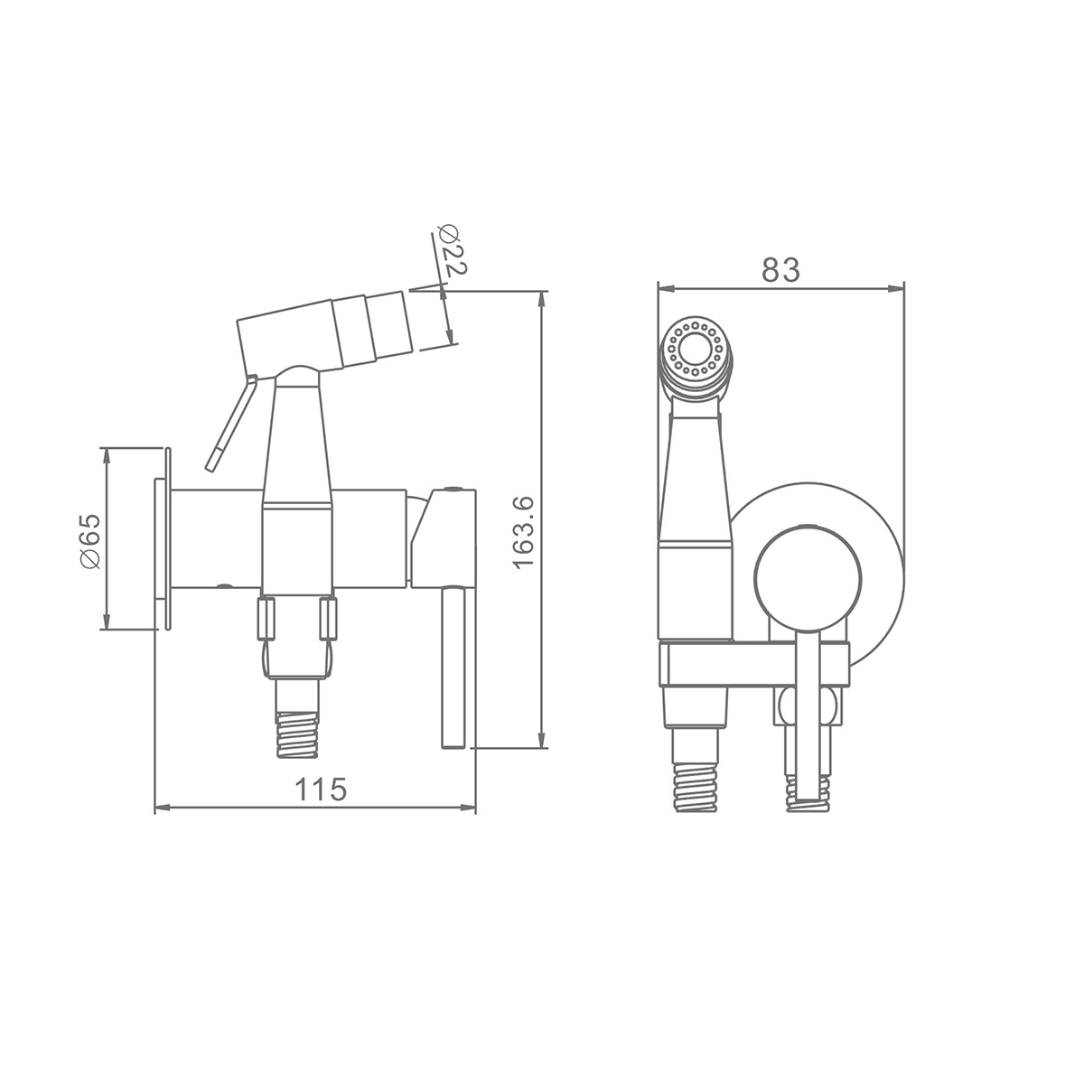 Смеситель Raglo встраиваемый с гигиеническим душем