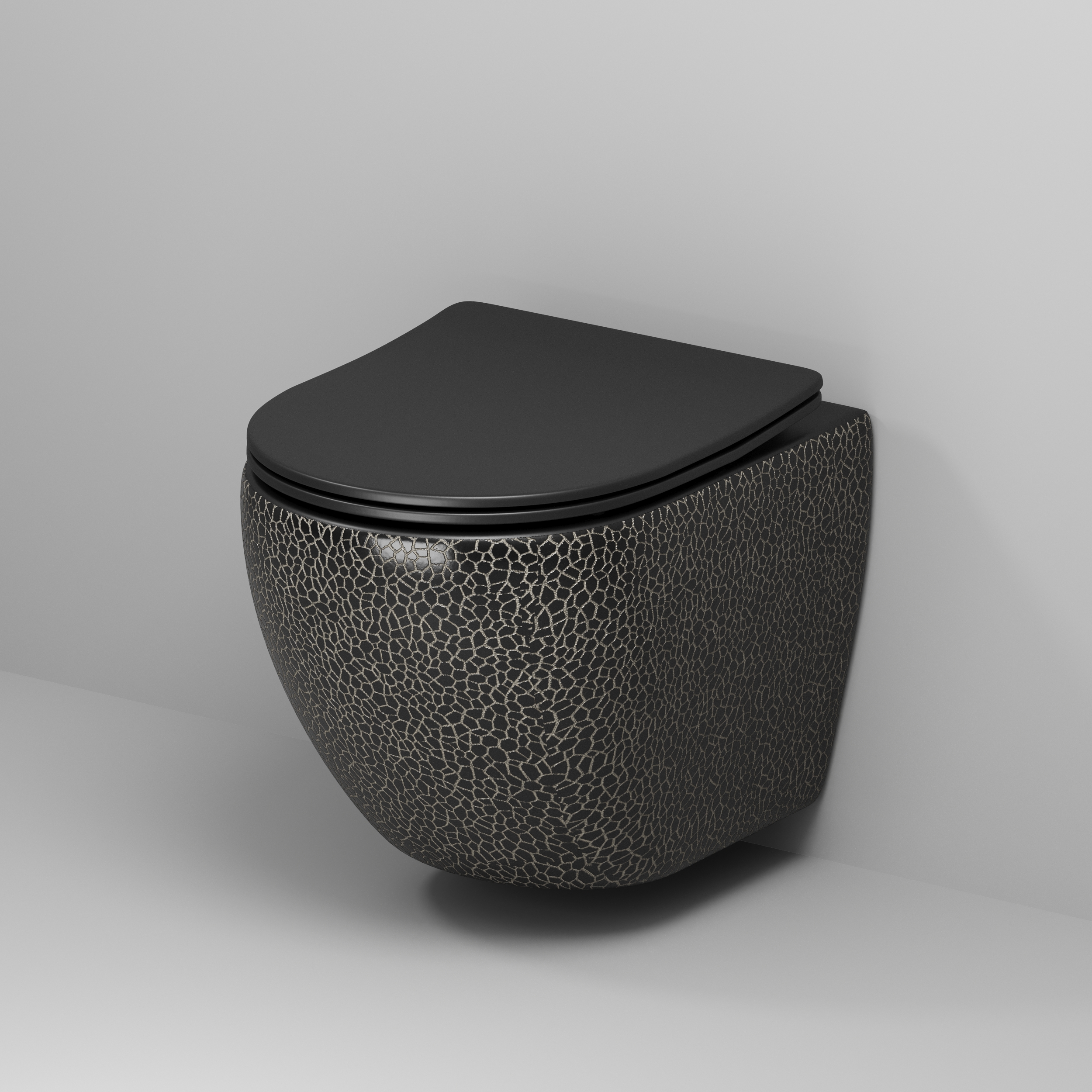 Унитаз подвесной Grossman (480х365х370) безободковый,черный глянцевый с тонкой крышкой GR-4455BBLS