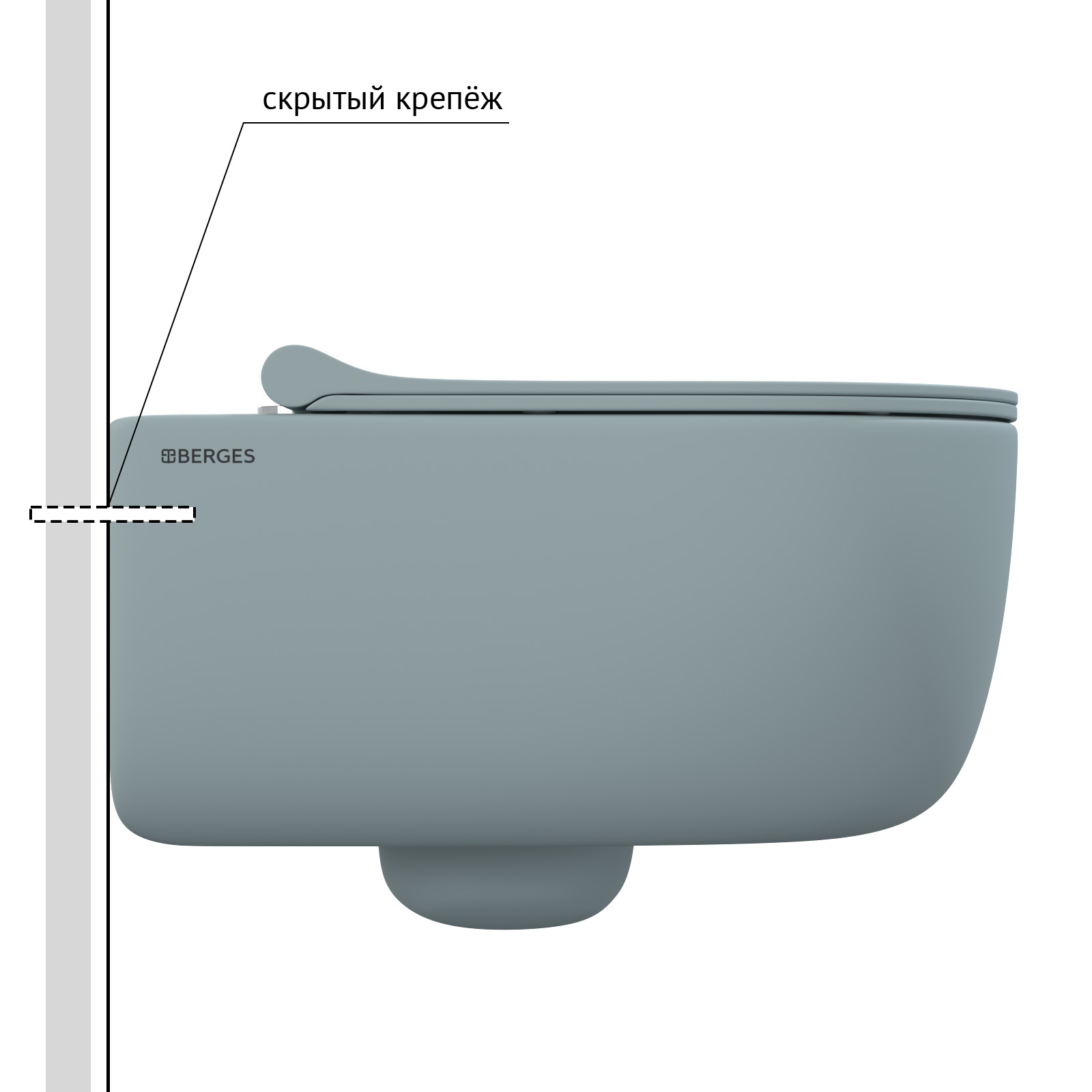 EGO XL, матовый голубой, микролифт, быстросъёмное