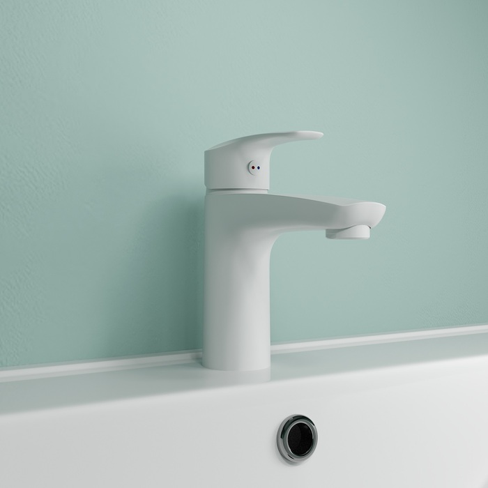 Смеситель для умывальника, белый матовый, Ray, IDDIS, RAYWT00i01