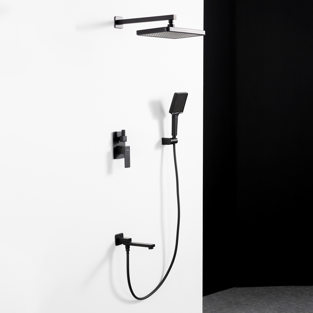 Встраиваемый смеситель для ванны с 3-функциями черный FRAP