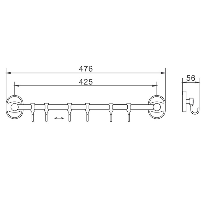 Вешалка 6 крючков подвижные FRAP F1915-6 