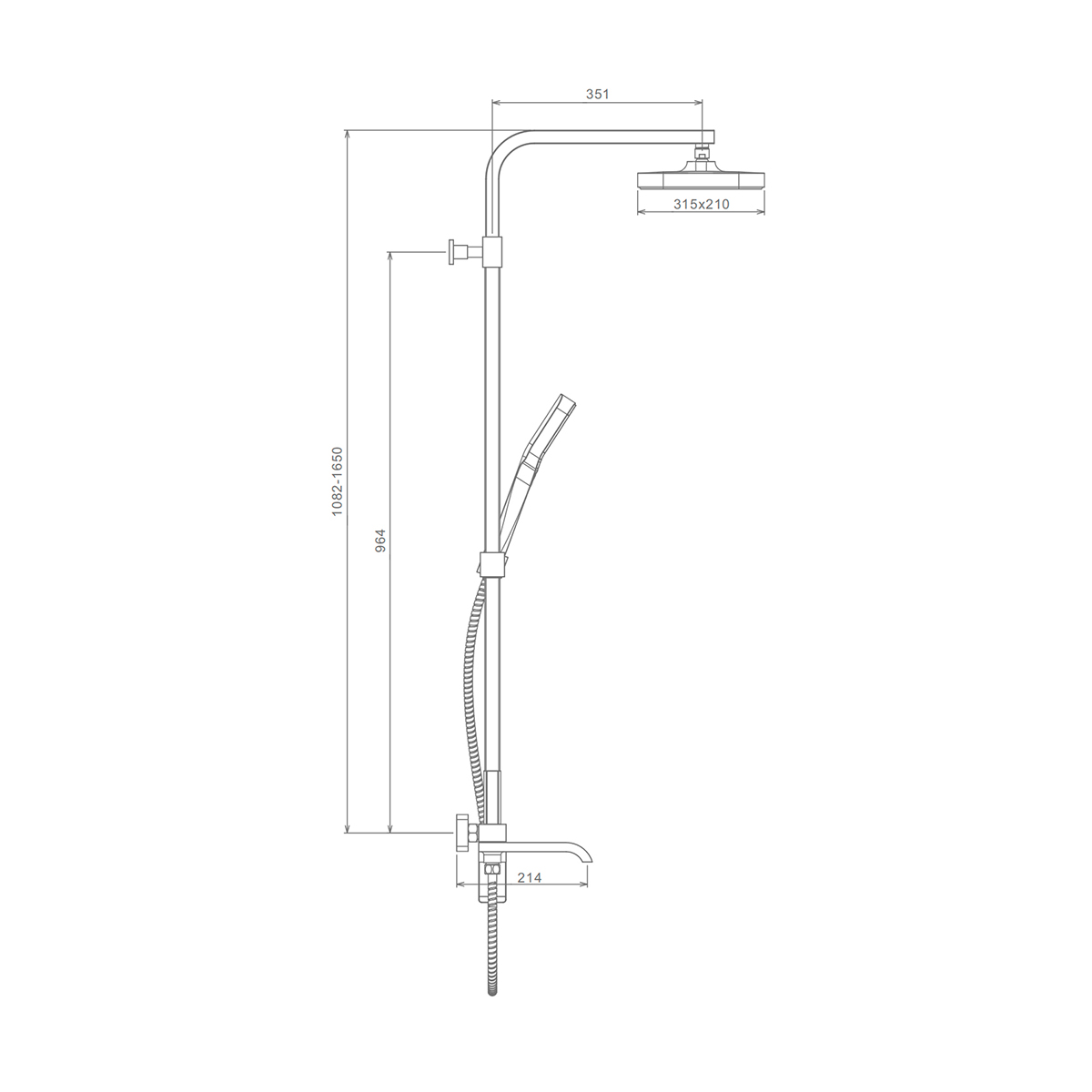 Душевая система Raglo для ванны и душа излив поворотный 20 см, золото R02.24.23