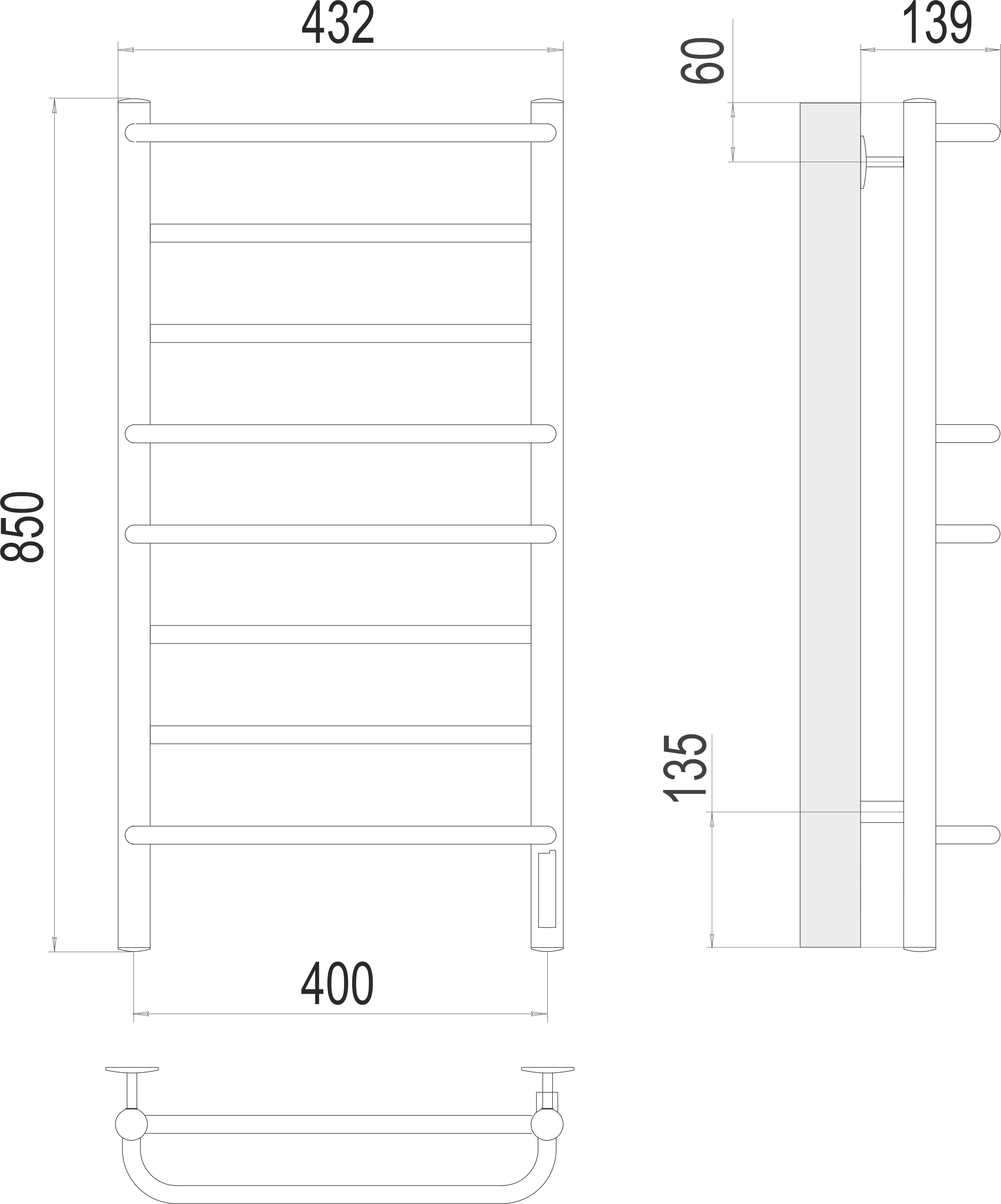 Полотенцесушитель Евромикс П8 400х850