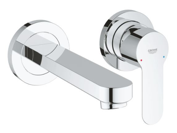 Смеситель BauEdge для раковины, на 2 отверстия, настенный монтаж, хром 20474000