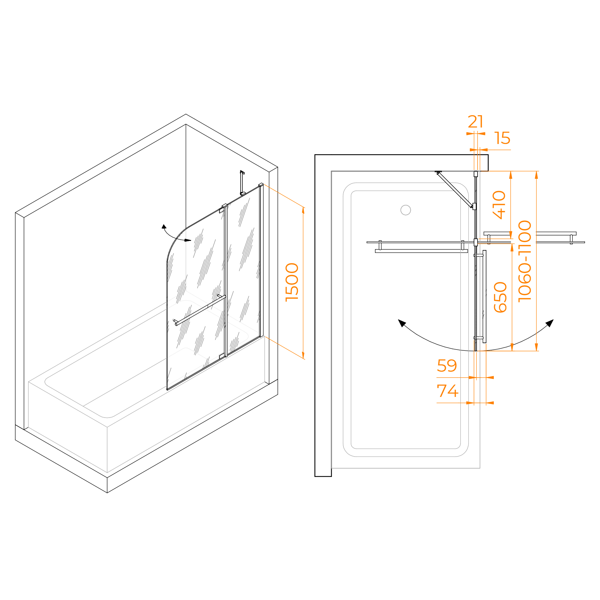 Шторка на ванну RGW SC-03 