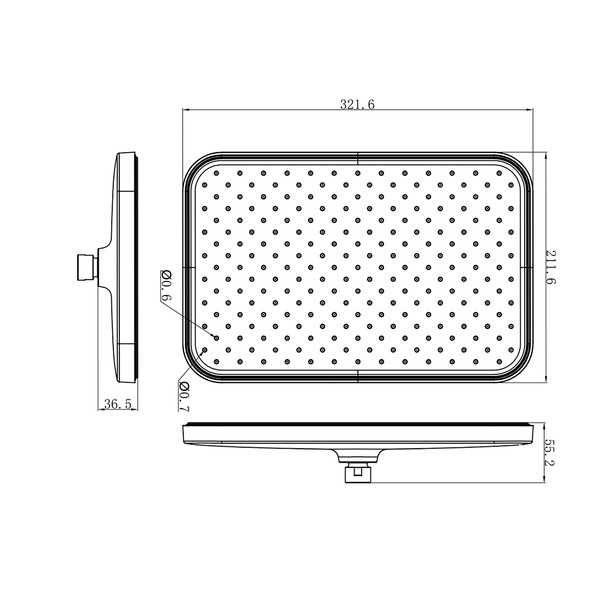 Лейка душевая верхняя Raglo R451.51.06 тропический душ 340*220мм пластик/силикон, черный