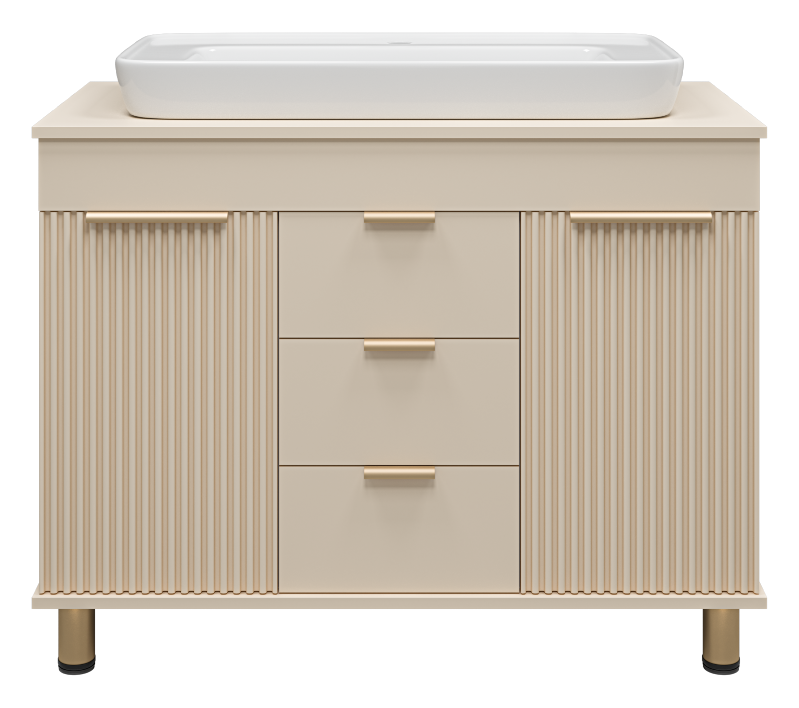 Тумба напольная 3 ящ. бежевая эмаль + раковина ENFIDA -100 