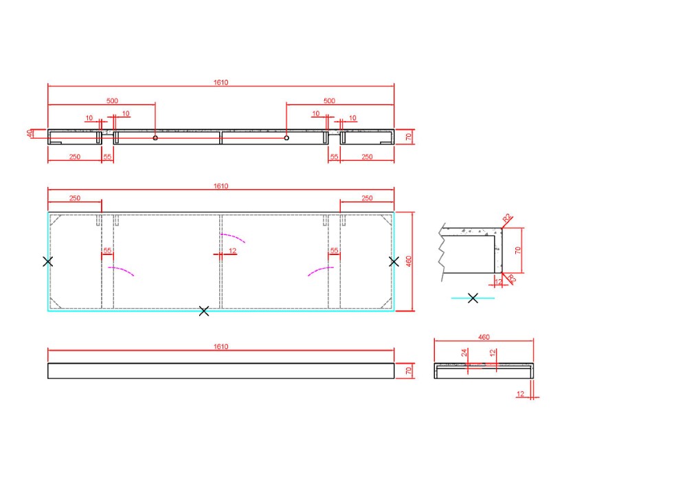 Столешница прямая FLAT CALACATTA 1610*460*70
