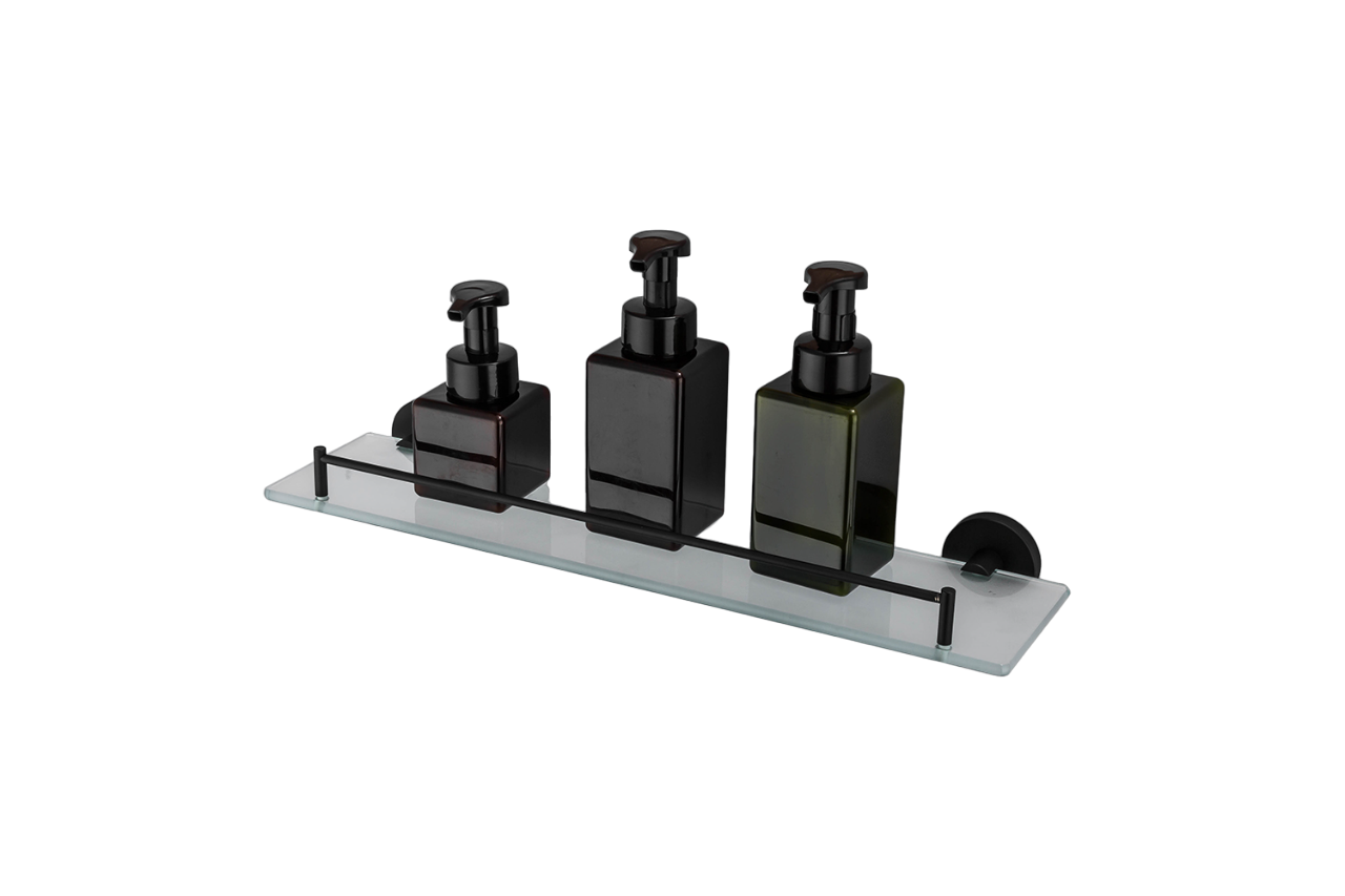 Полка стеклянная чёрная FRAP F30207