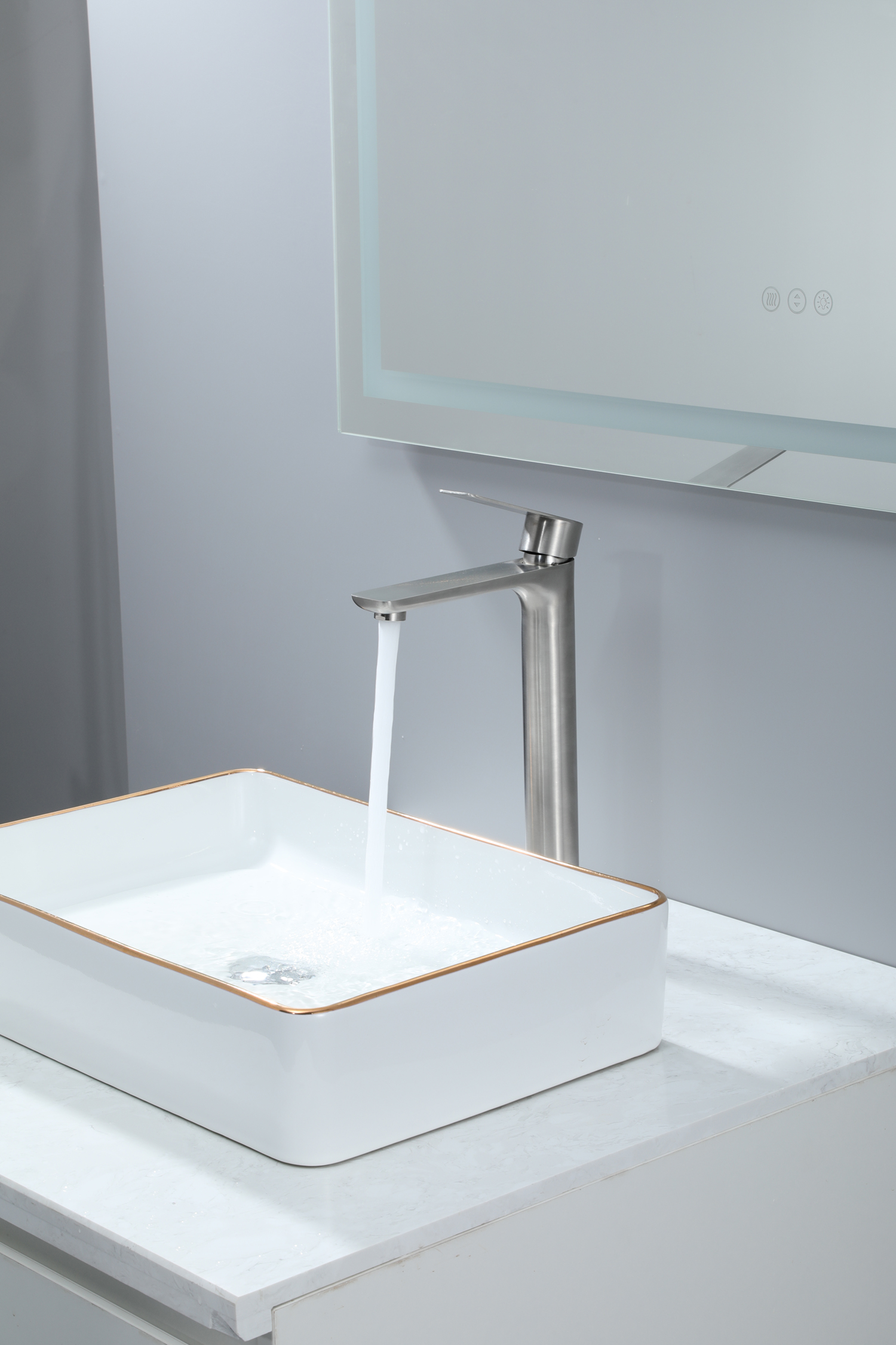 Смеситель для раковины высокий сатин FRAP F10806-2