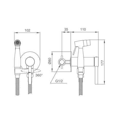 Встраиваемый гигиенический душ черный GAPPO G7206-6