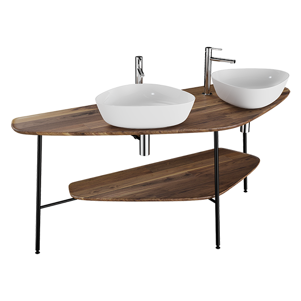 64043 Plural Столешница-консоль 160 см под 2 раковины цвет американский орех VITRA