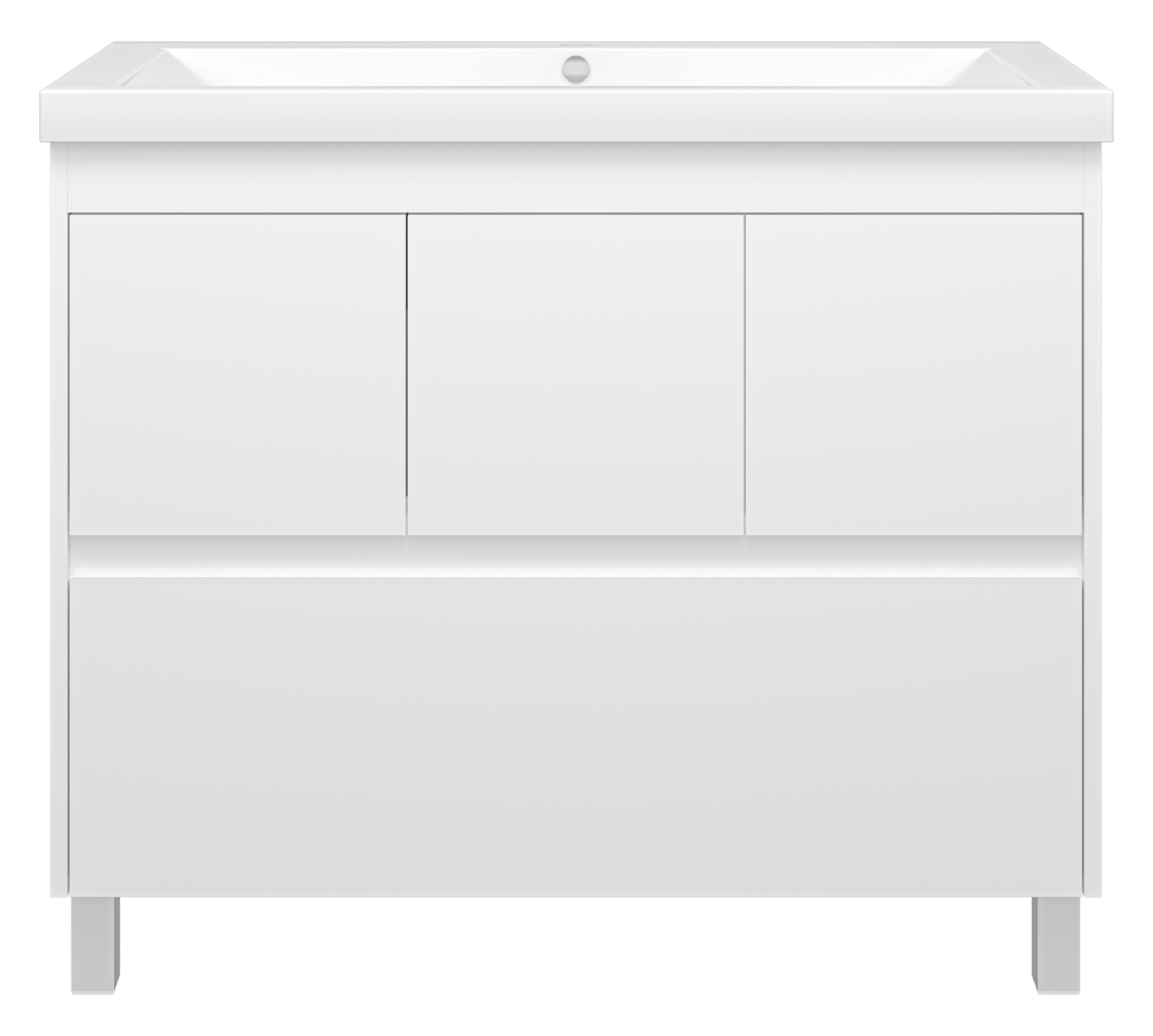 Тумба 1 ящ. напольная белая эмаль + раковина Алиса-100 