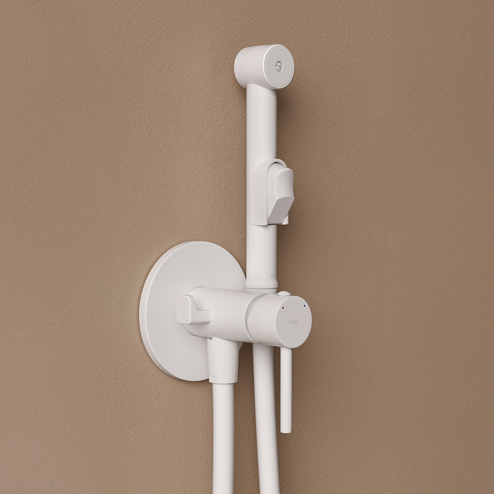 Встраиваемый смеситель с гигиеническим душем, белый матовый, IDDIS, 003WTR0i08