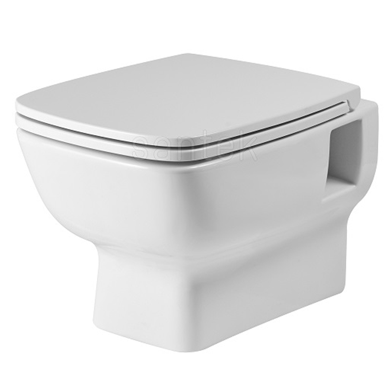 ПЭК: Santek Нео rimless подвесной безободковый унитаз с сиденьем + инсталляция + панель смыва хром () 1.WH50.1.572