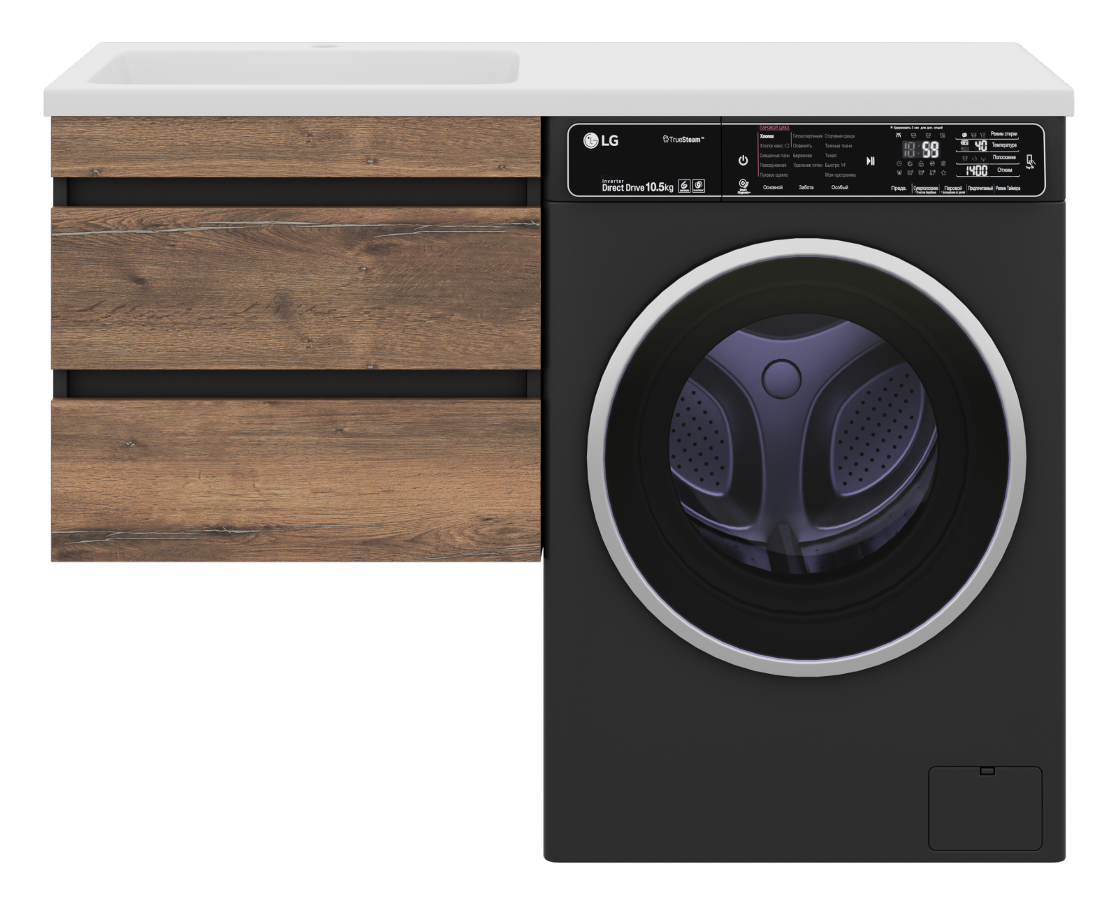Коломбо - 60 Тумба под стиральную машину подвесная 2 ящ. + раковина левая