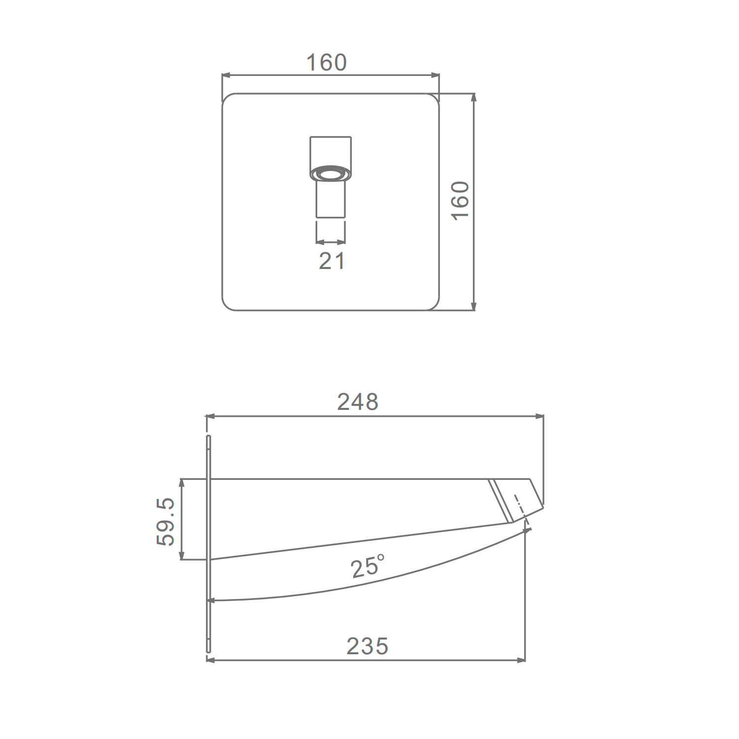 Держатель для лейки  Raglo R470.33.09 верхнего душа настенный нержавеющая сталь, графит