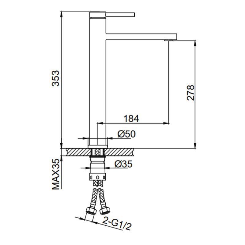 Смеситель для раковины высокий оружейная сталь Frap F10808-29